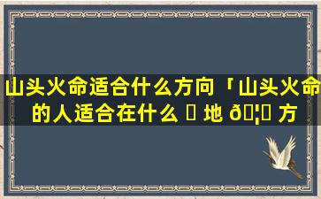 山头火命适合什么方向「山头火命的人适合在什么 ☘ 地 🦆 方工作吗」